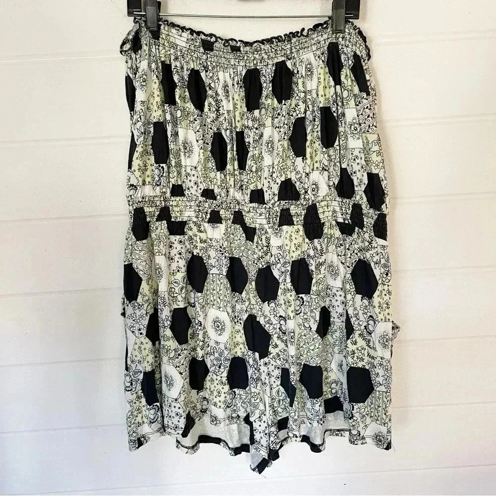BP. Tube Top Strapless Elastic Waist Black Green Honeycomb Romper Size 1X - Picture 9 of 9